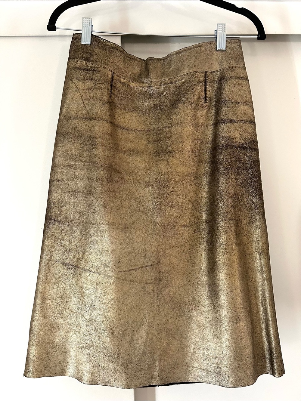 BCBGMaxAzria RARE Distressed Metallic Gold/black A-Line Skirt